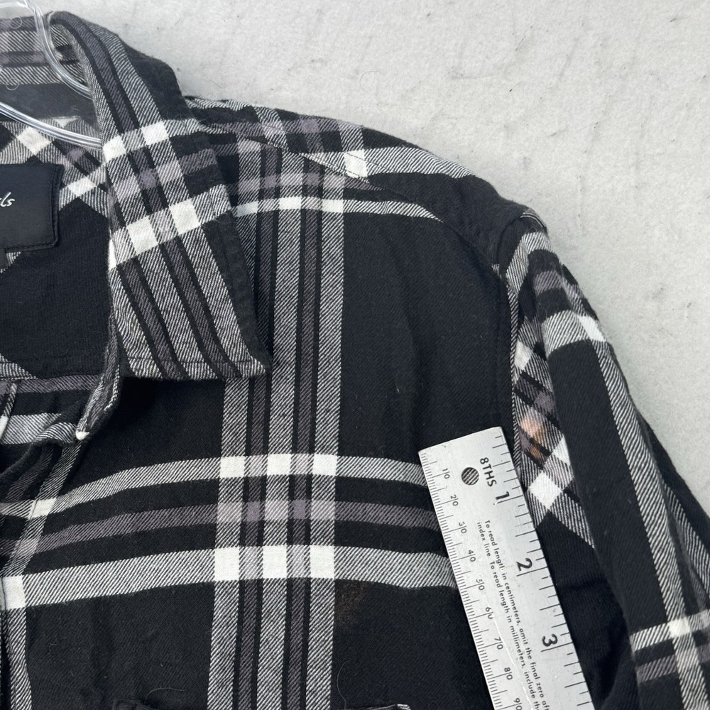 Rails Milo Button Up Shirt Women's Medium Black Ivory Plaid Cowgirl LS **Flaw - Picture 7 of 12